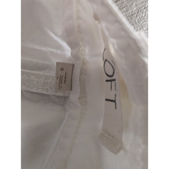 Loft White Cargo Bermuda Shorts Drawstring Hem Womens Size 8 Casual Marisa - Picture 5 of 6